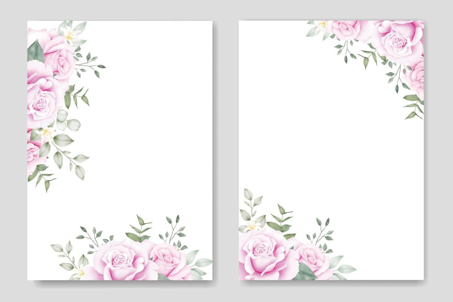 plantilla de tarjeta de invitación de boda de flores de rosas florales hermosas vector