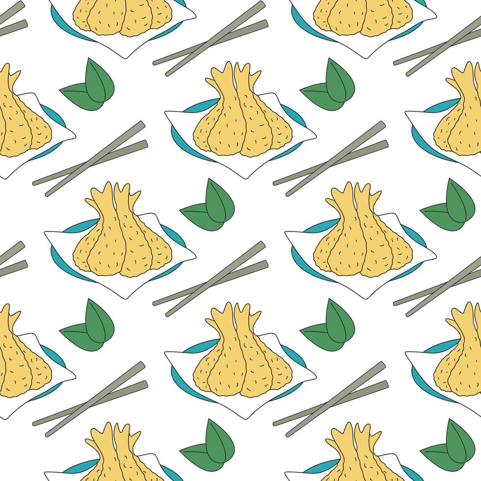 Tempura sketch seamless pattern vector illustration