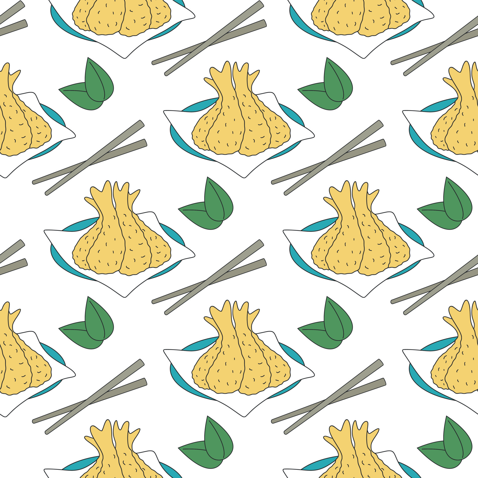 Tempura sketch seamless pattern vector illustration 15008743 Vector Art