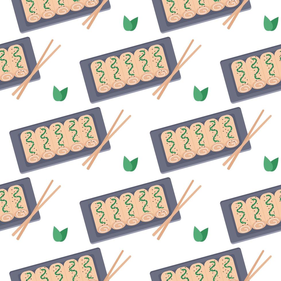 Spring rolls seamless pattern vector