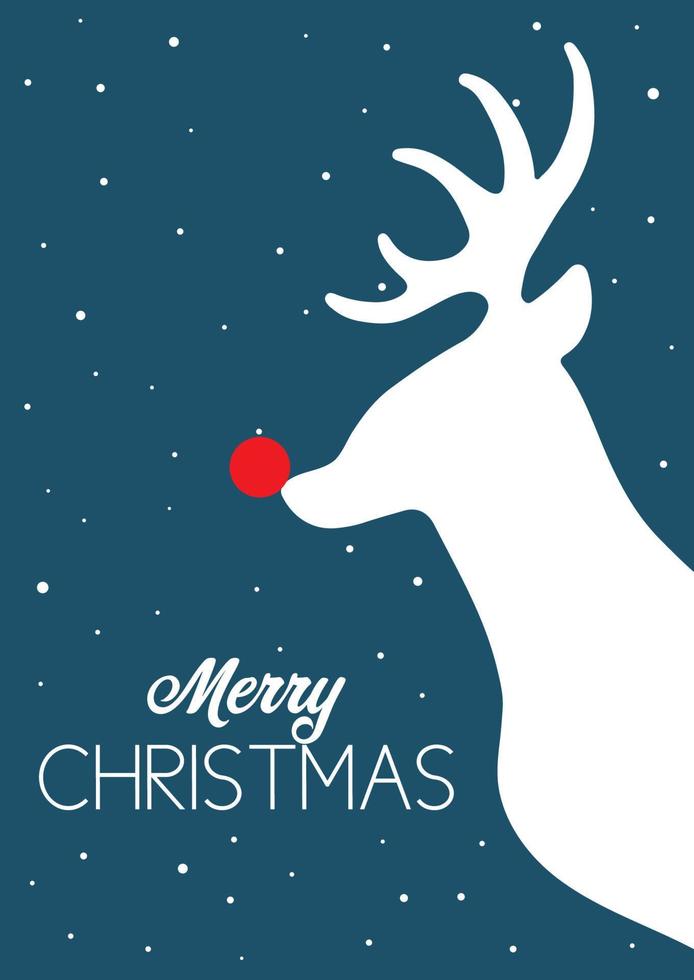 Christmas card design with red nosed reindeer vector