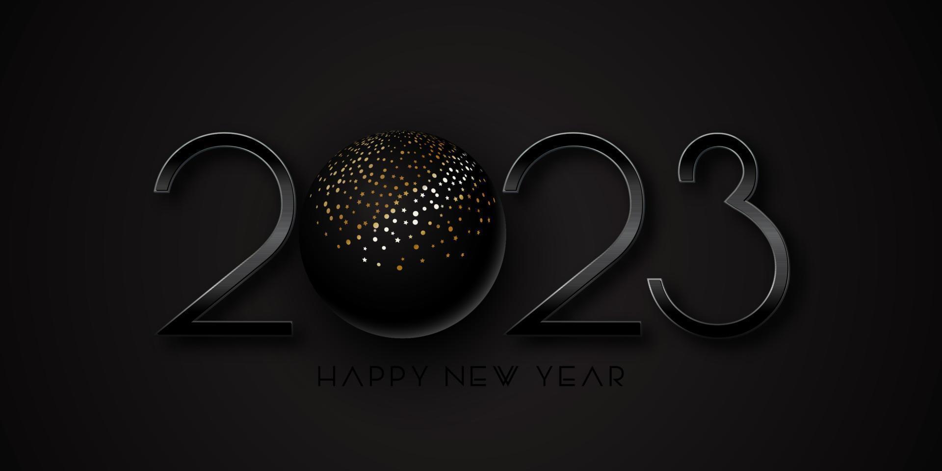 Black and gold Happy New Year banner design vector
