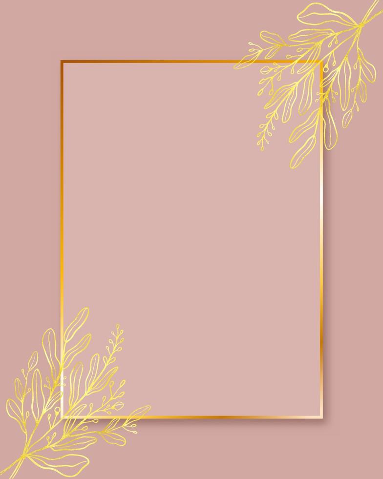elegant frame design with glitter gold floral elements vector