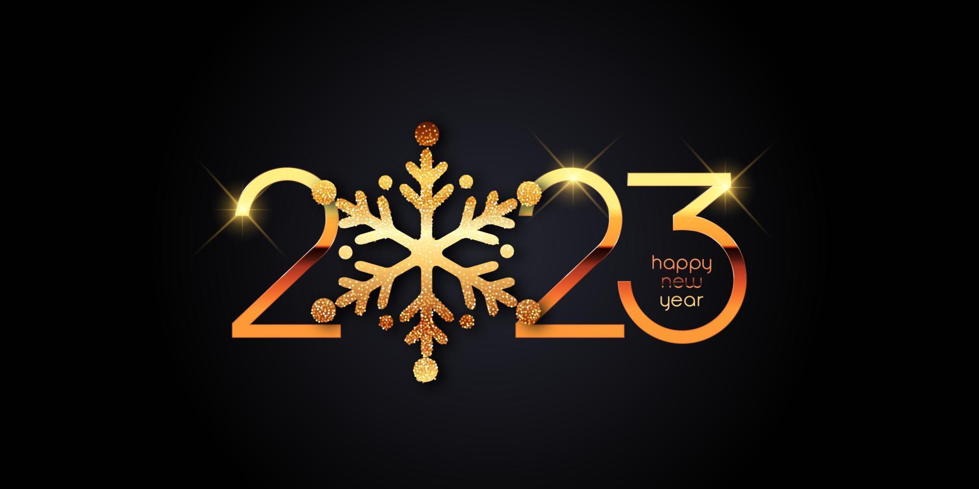 Glittery gold Happy New Year banner design vector