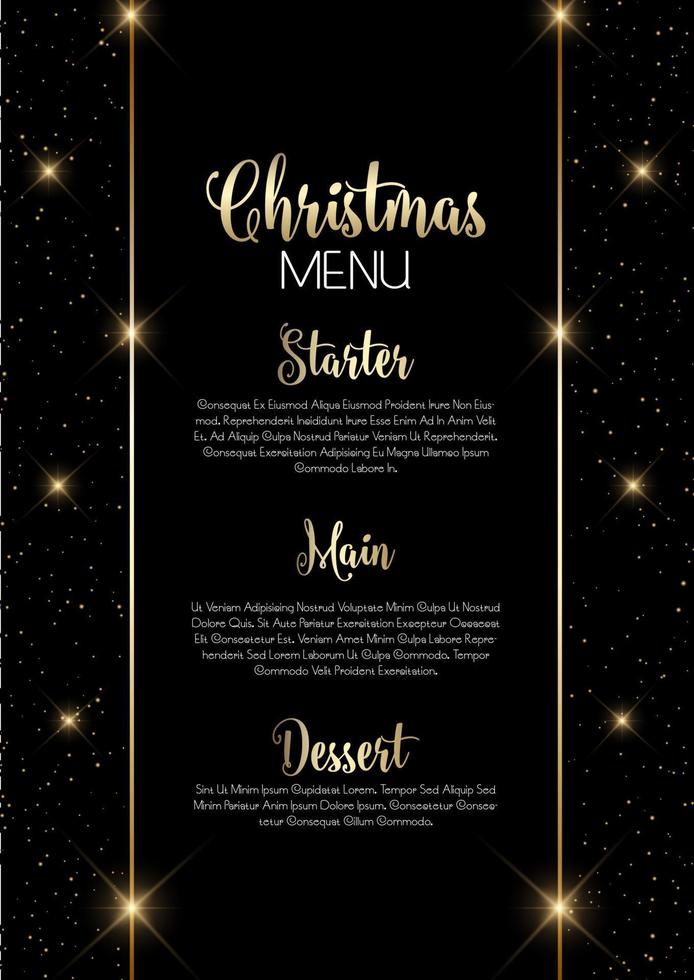 elegant black and gold Christmas menu design vector