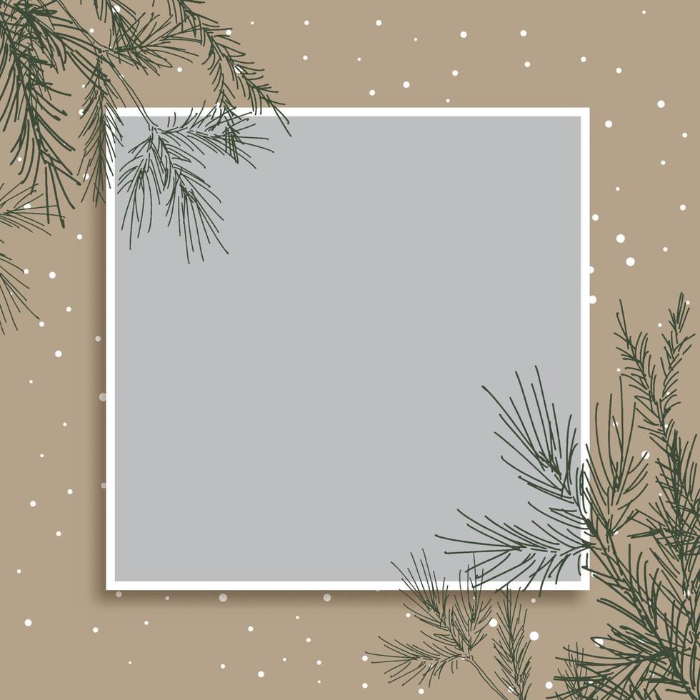 vintage Christmas background with blank frame vector