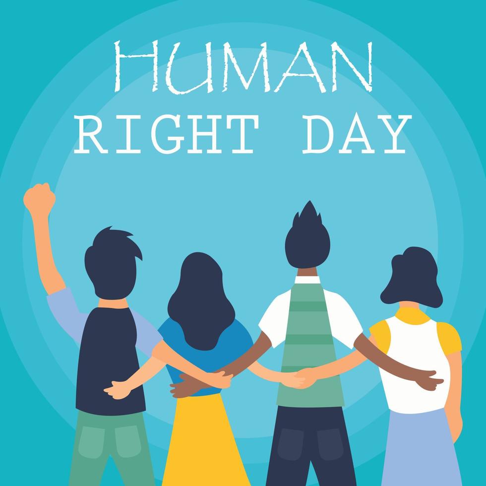 ilustración gráfica vectorial de personas abrazándose, perfecta para el día internacional, día de los derechos humanos, celebración, tarjeta de felicitación, etc. vector