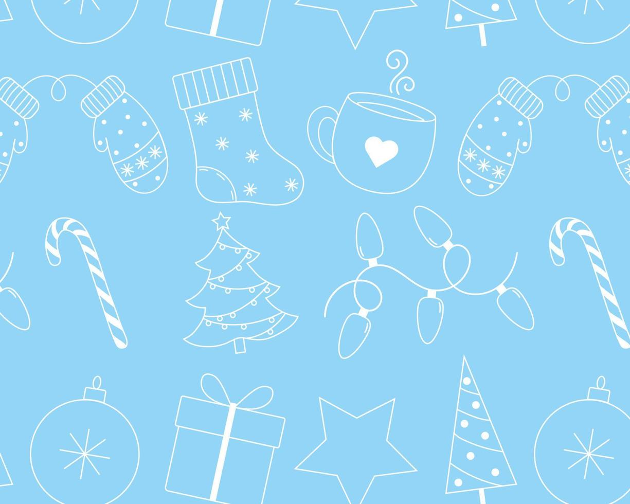 patrón repetitivo de navidad en un fondo azul vector