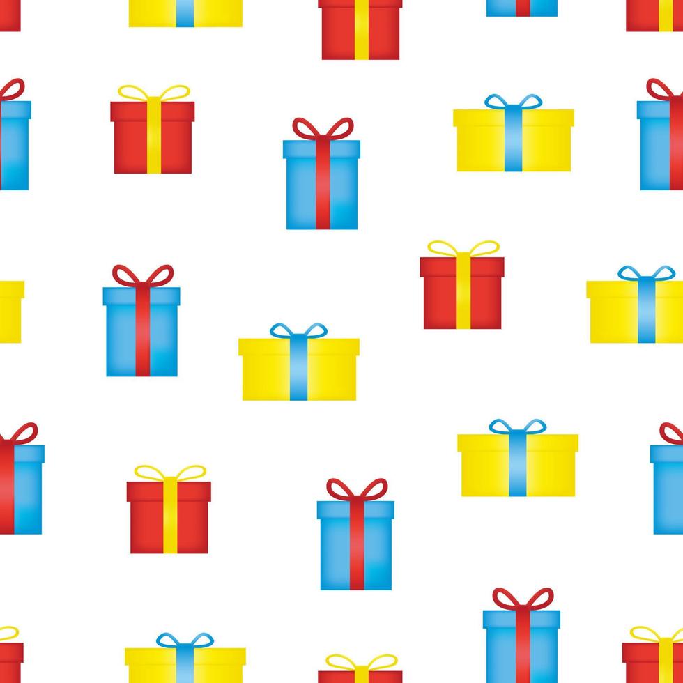 Seamless pattern of colorful gift boxes on white background vector