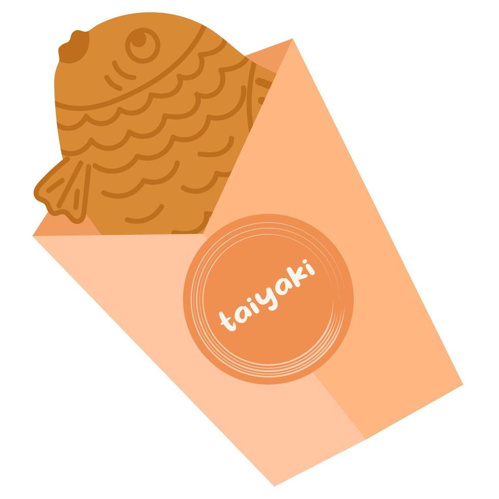 Taiyaki - Japanese fish-shaped cake.Japanese street food dessert. vector