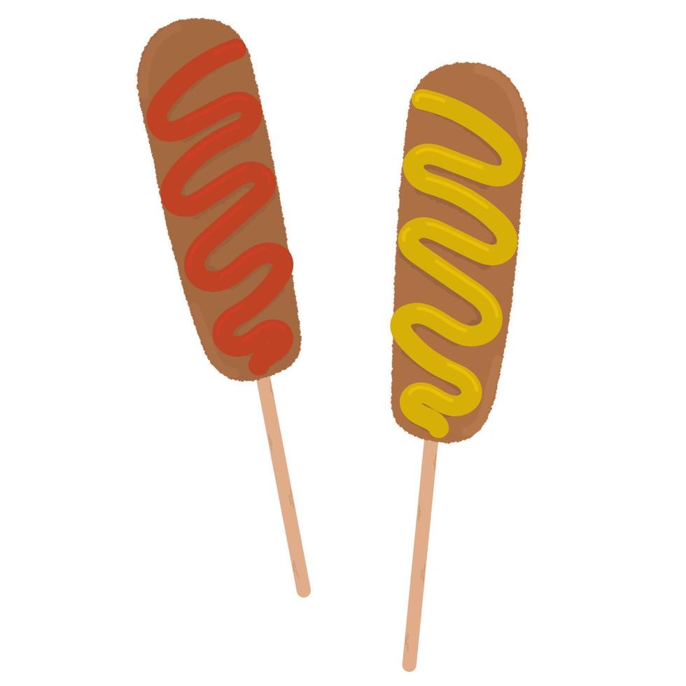 Corn dogs.Korean street food. vector