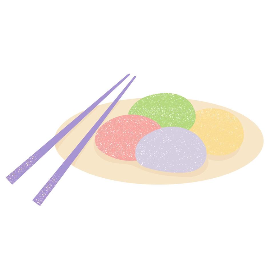 postre mochi. comida tradicional japonesa comida colorida. vector