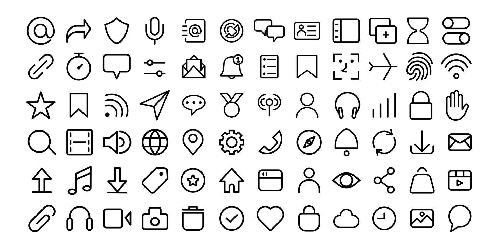 The bundle of basic web and applications icon design. Set of smartphone icon for design interfaces vector