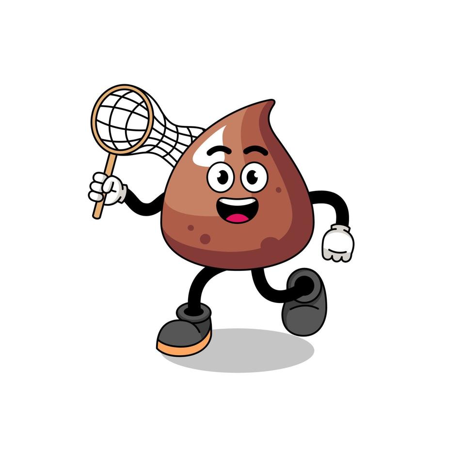 Cartoon of choco chip catching a butterfly vector