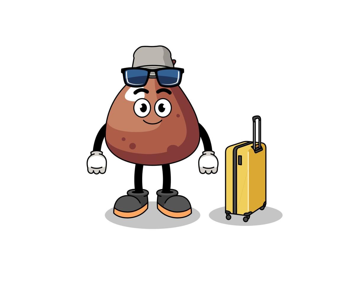 choco chip mascot doing vacation vector