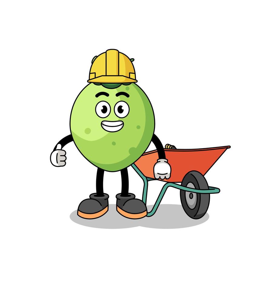 coconut cartoon as a contractor vector
