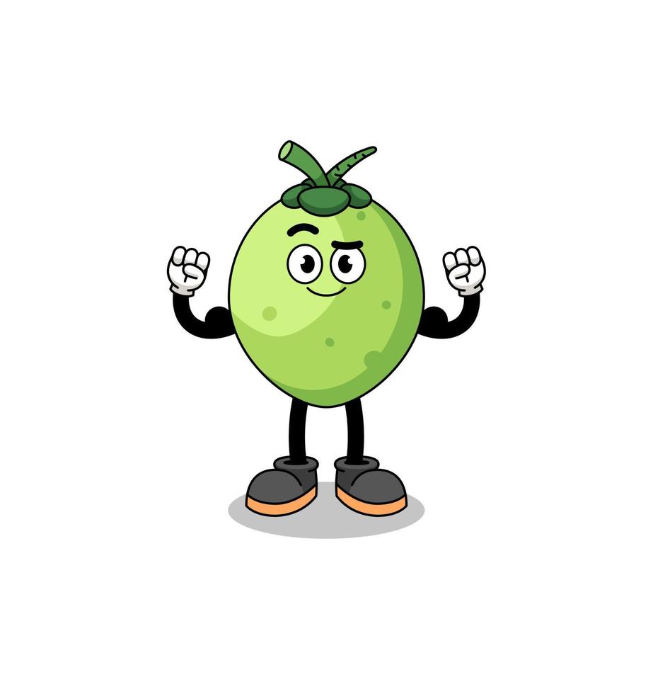 Mascot cartoon of coconut posing with muscle vector