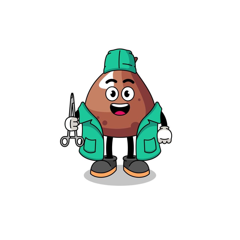 Illustration of choco chip mascot as a surgeon vector