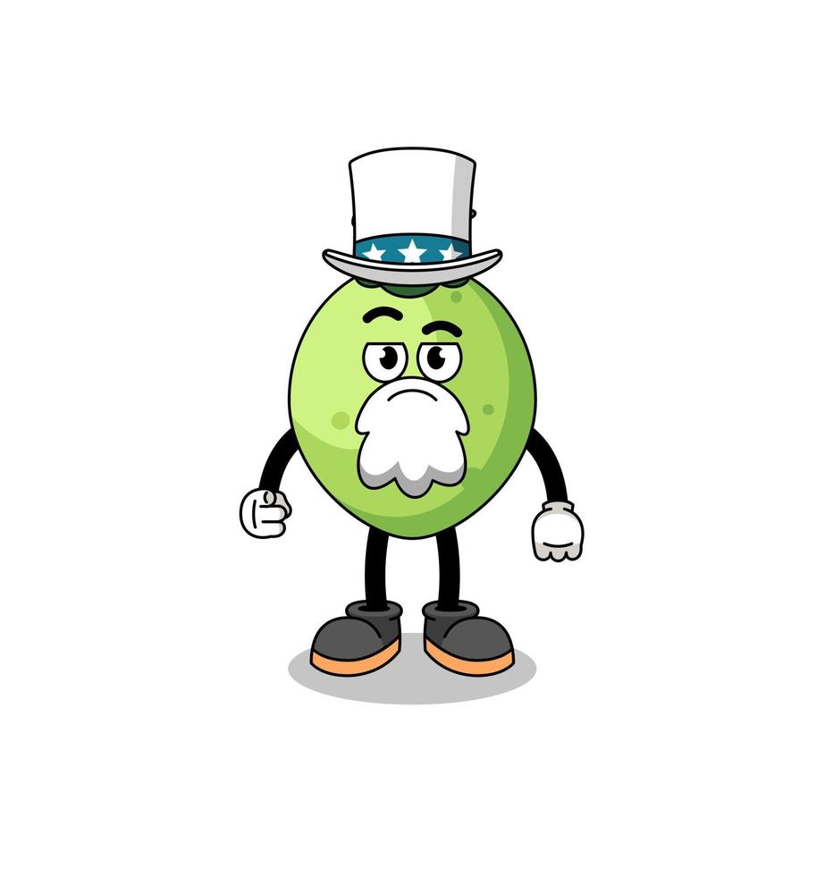 Illustration of coconut cartoon with i want you gesture vector