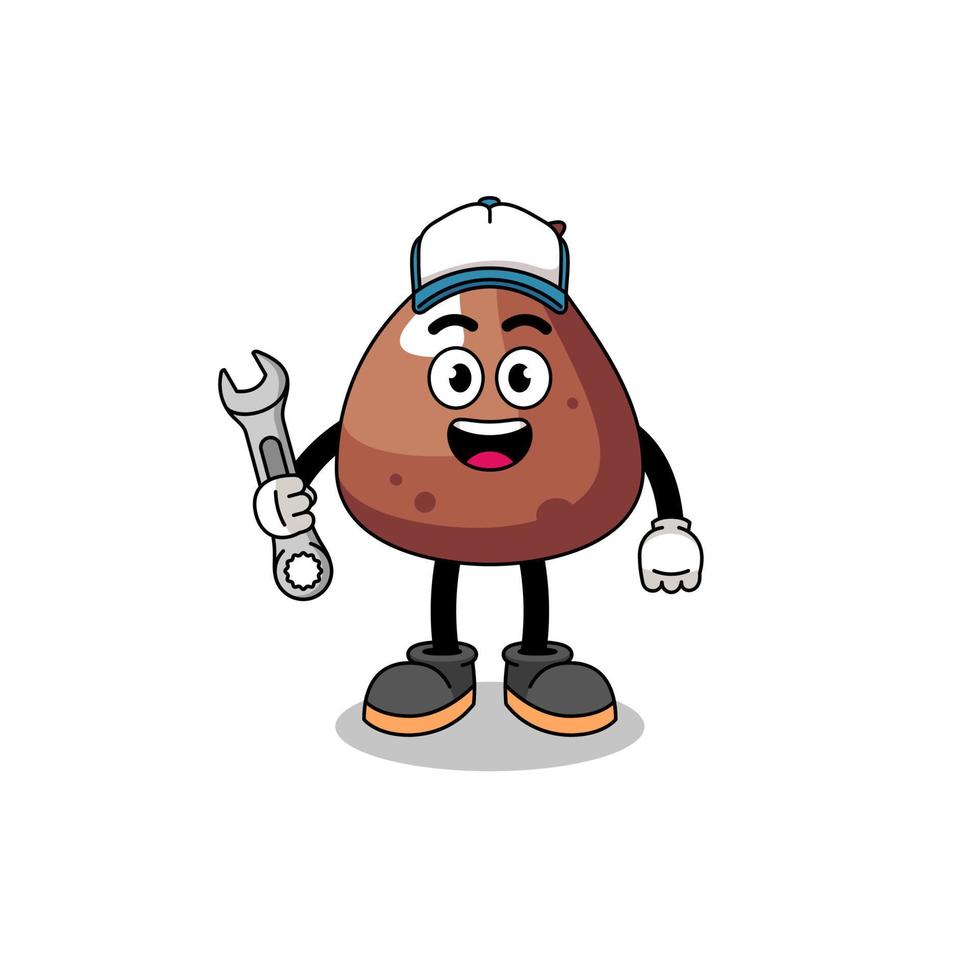choco chip illustration cartoon as a mechanic vector