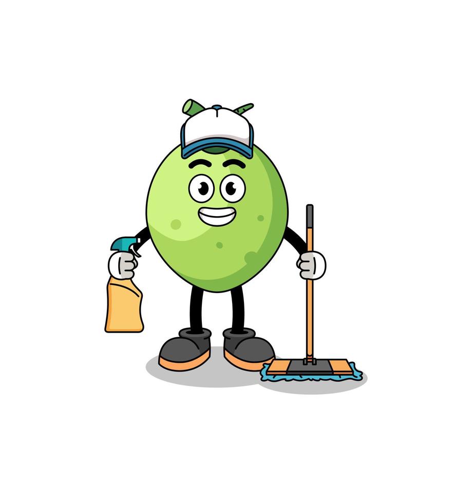 Character mascot of coconut as a cleaning services vector