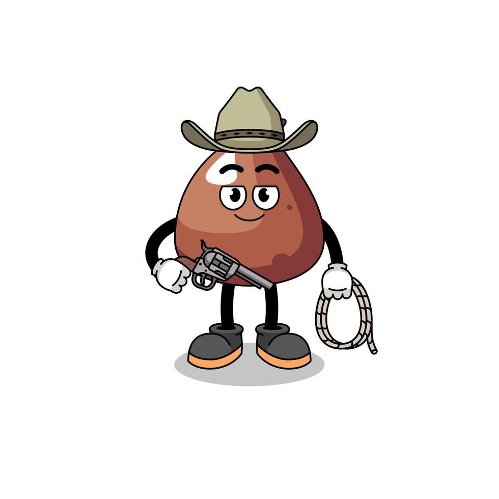 Character mascot of choco chip as a cowboy vector