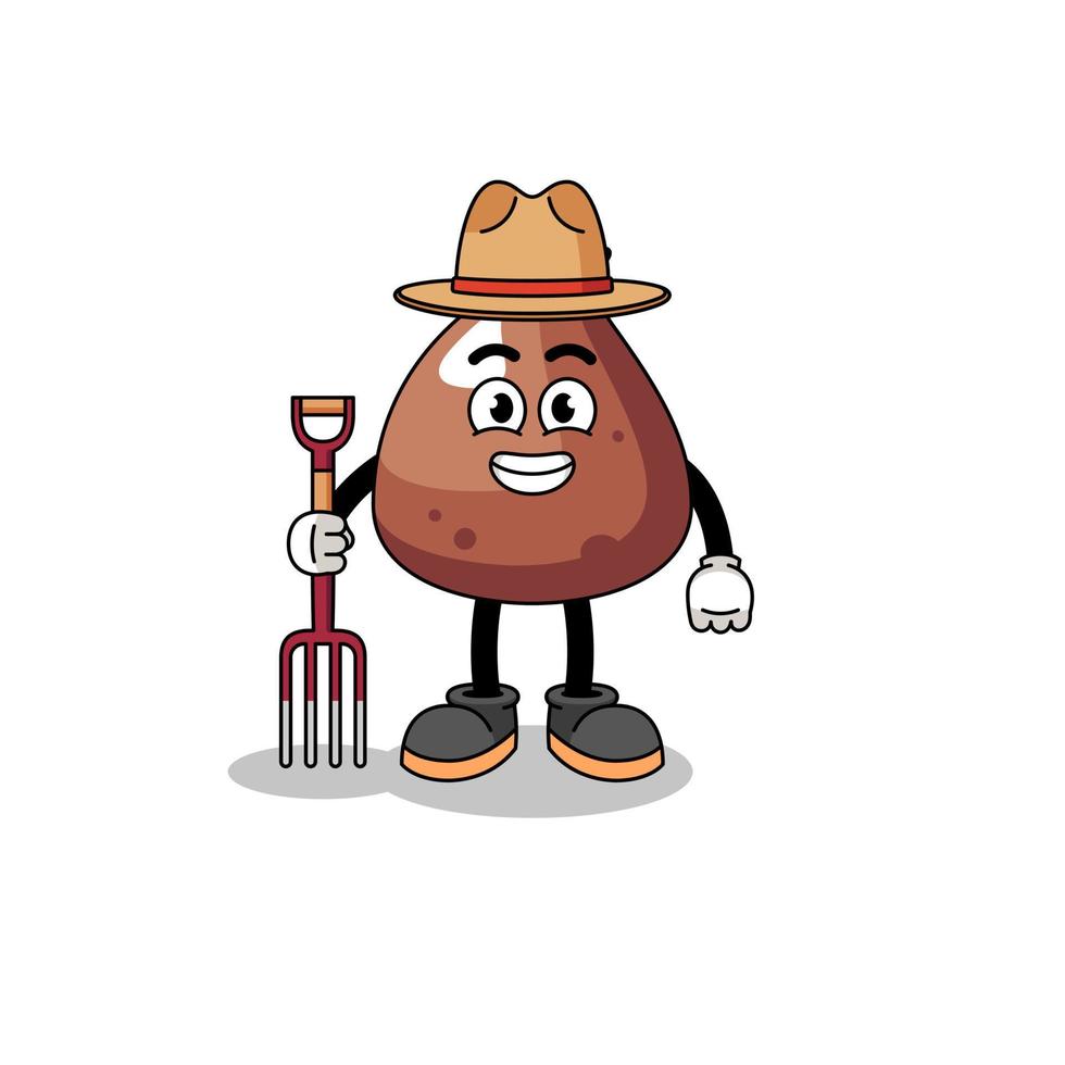 Cartoon mascot of choco chip farmer vector