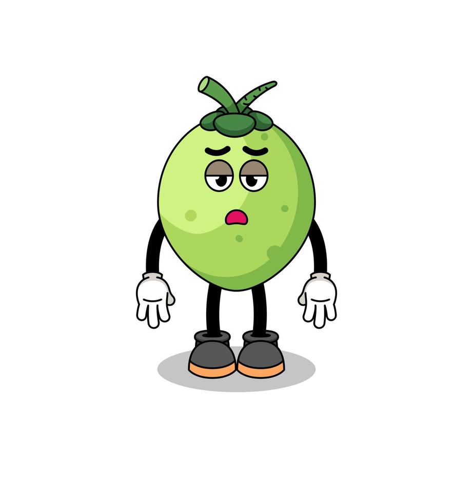 coconut cartoon with fatigue gesture vector