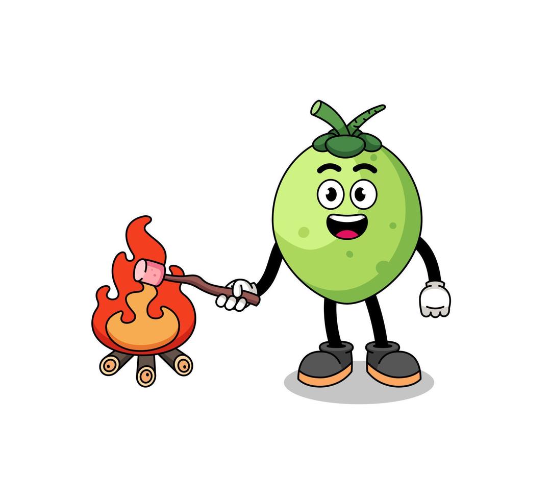 Illustration of coconut burning a marshmallow vector