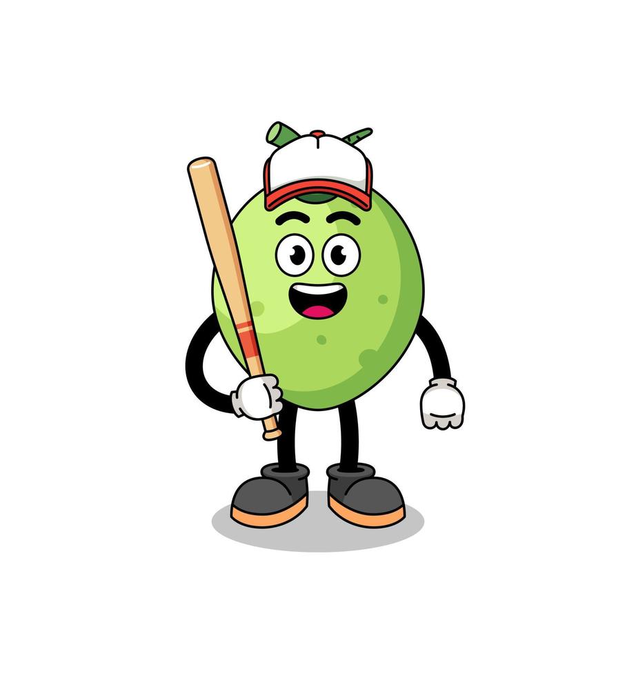 coconut mascot cartoon as a baseball player vector