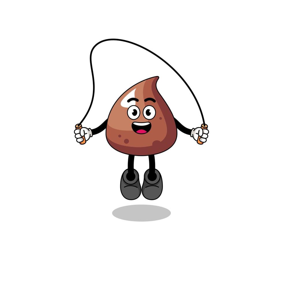 choco chip mascot cartoon is playing skipping rope vector