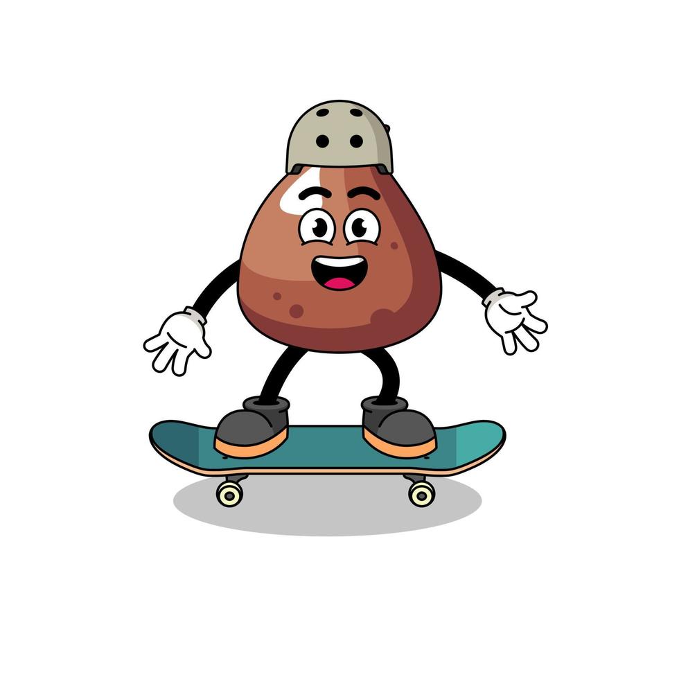 choco chip mascot playing a skateboard vector
