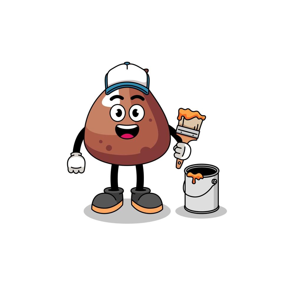 Character mascot of choco chip as a painter vector