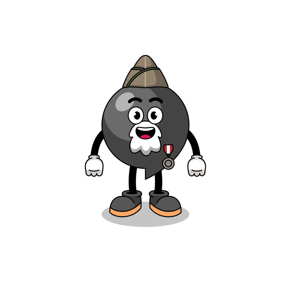 Character cartoon of comma symbol as a veteran vector