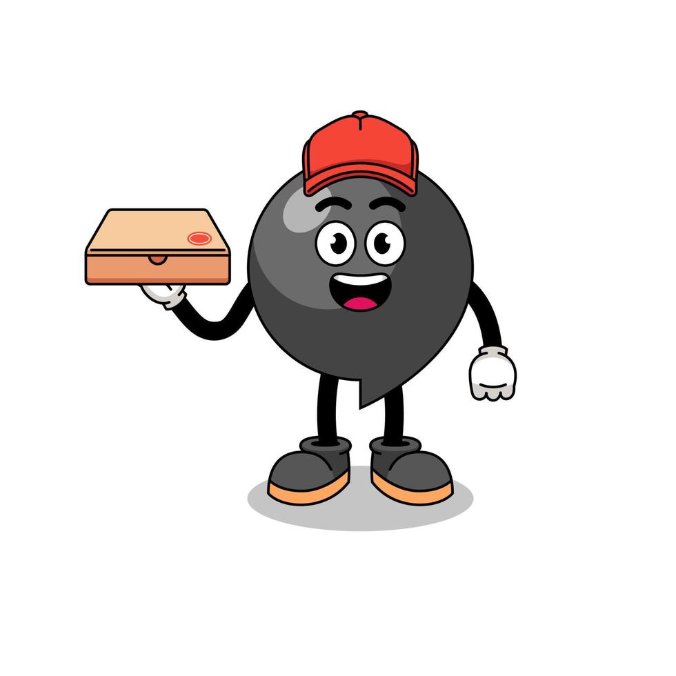 comma symbol illustration as a pizza deliveryman vector