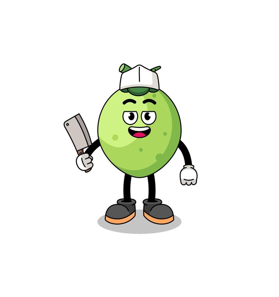 Mascot of coconut as a butcher vector