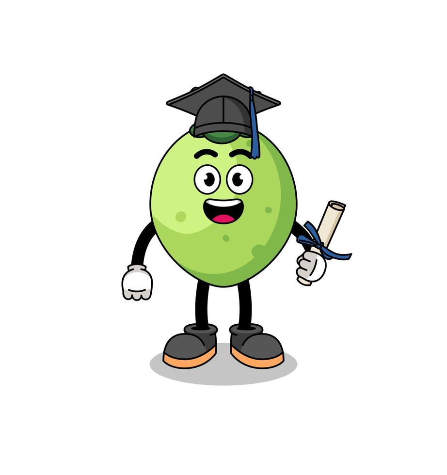 coconut mascot with graduation pose vector