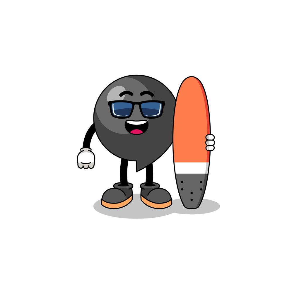 Mascot cartoon of comma symbol as a surfer vector