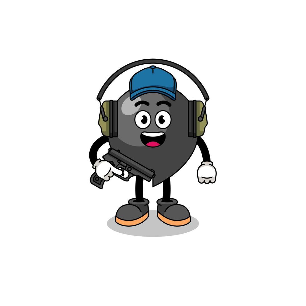 Character mascot of comma symbol doing shooting range vector
