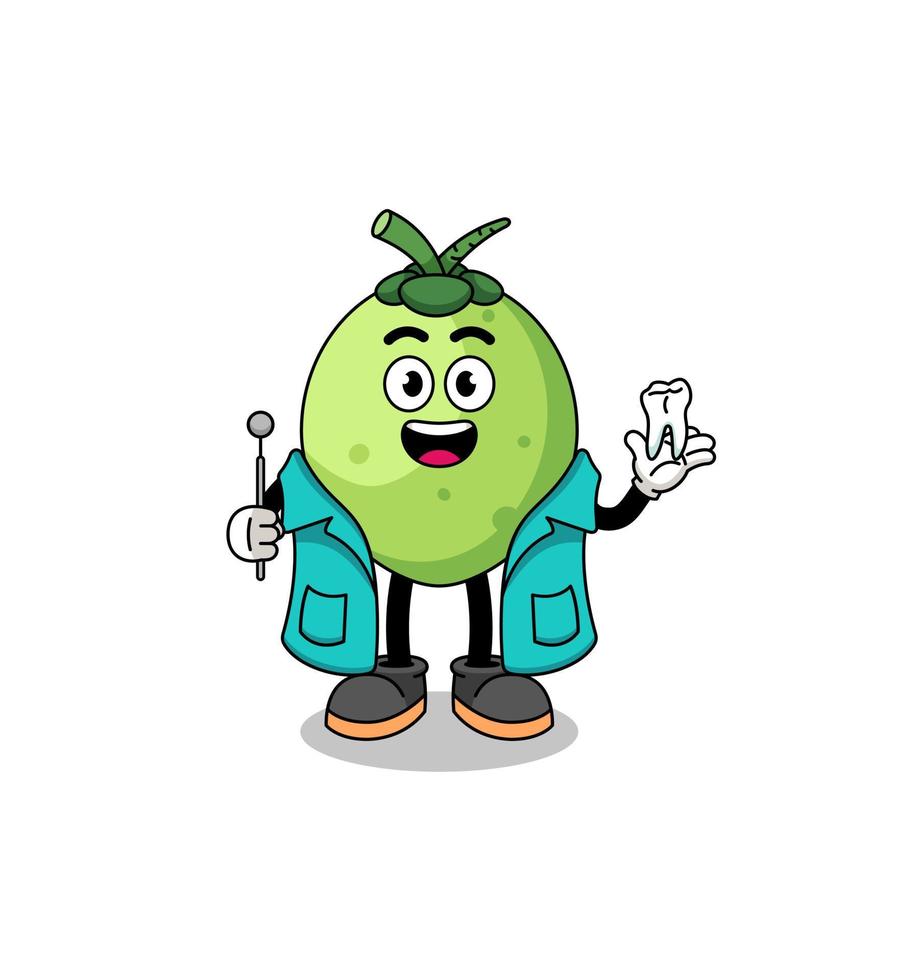 Illustration of coconut mascot as a dentist vector