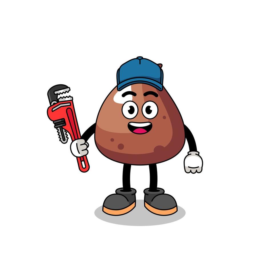 choco chip illustration cartoon as a plumber vector