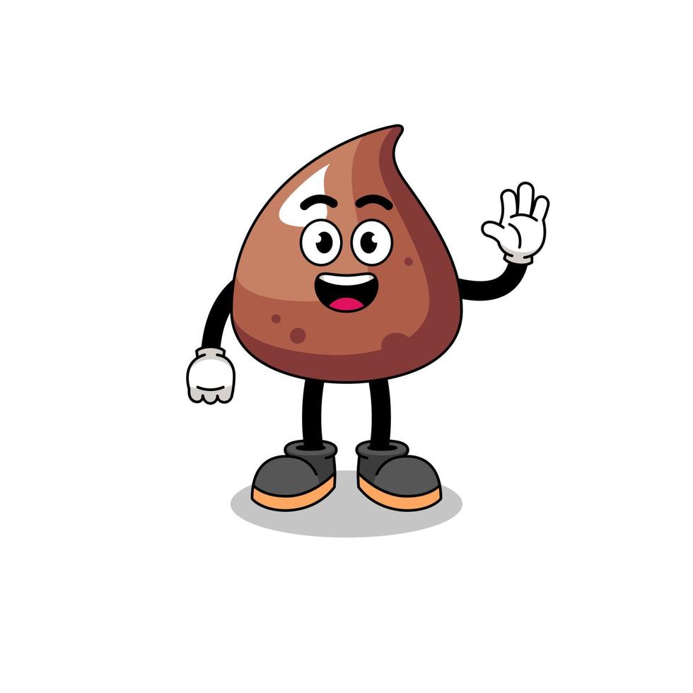 choco chip cartoon doing wave hand gesture vector