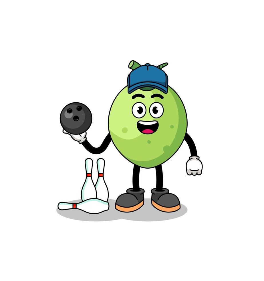 Mascot of coconut as a bowling player vector