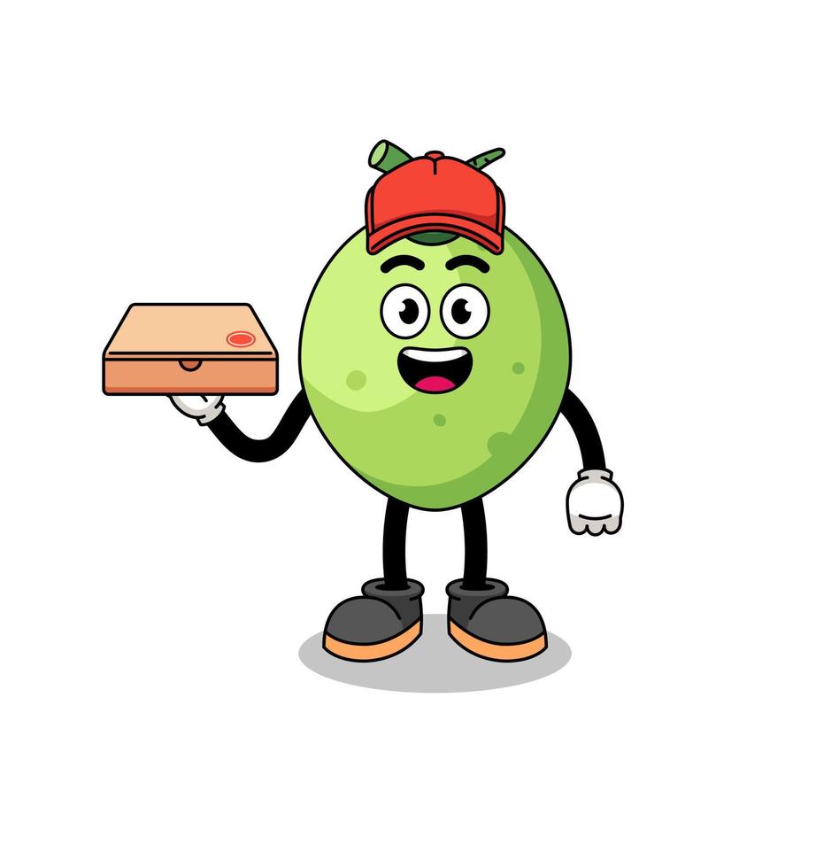 coconut illustration as a pizza deliveryman vector