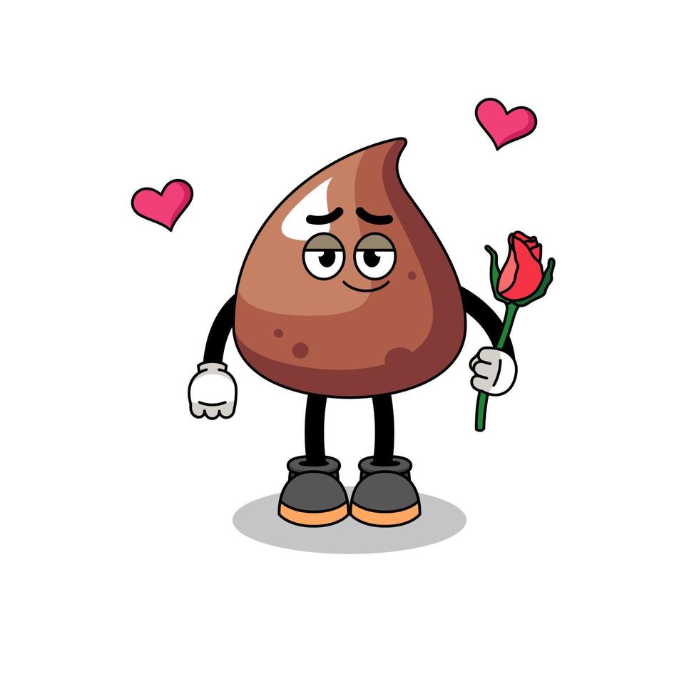 choco chip mascot falling in love vector