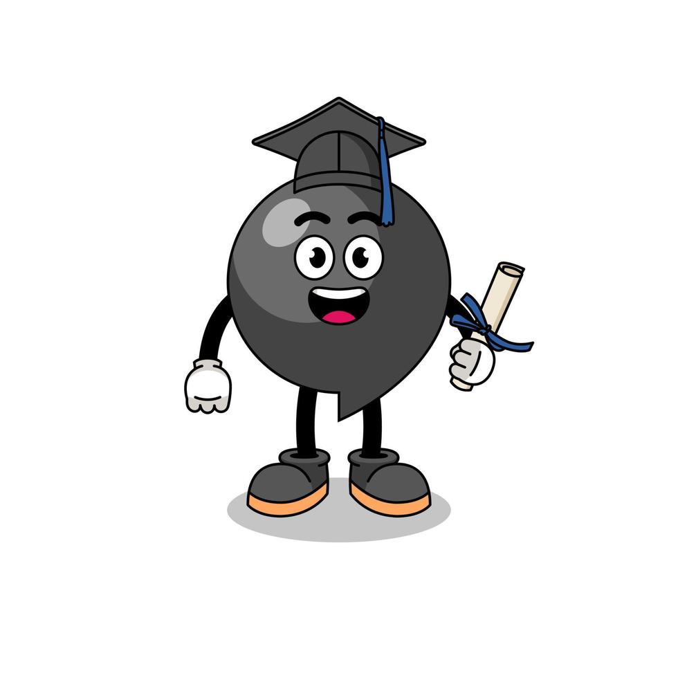 comma symbol mascot with graduation pose vector