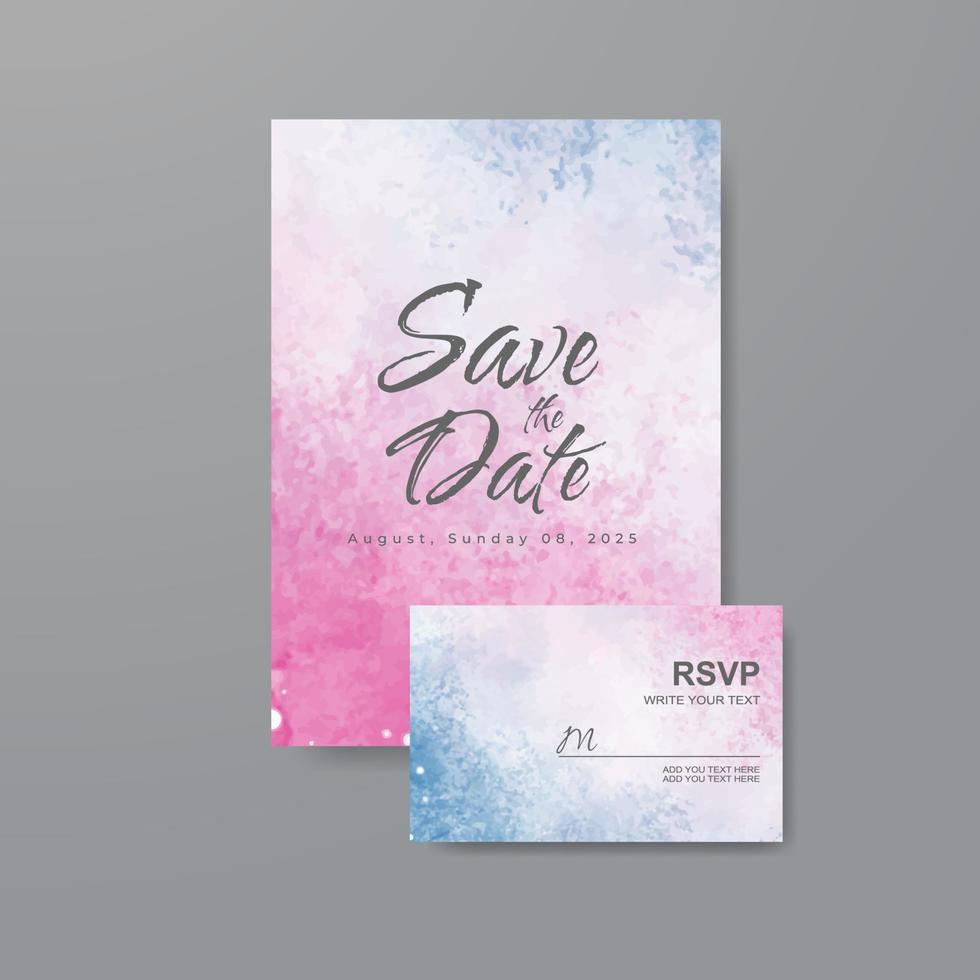 Wedding invitation with abstract watercolor background vector