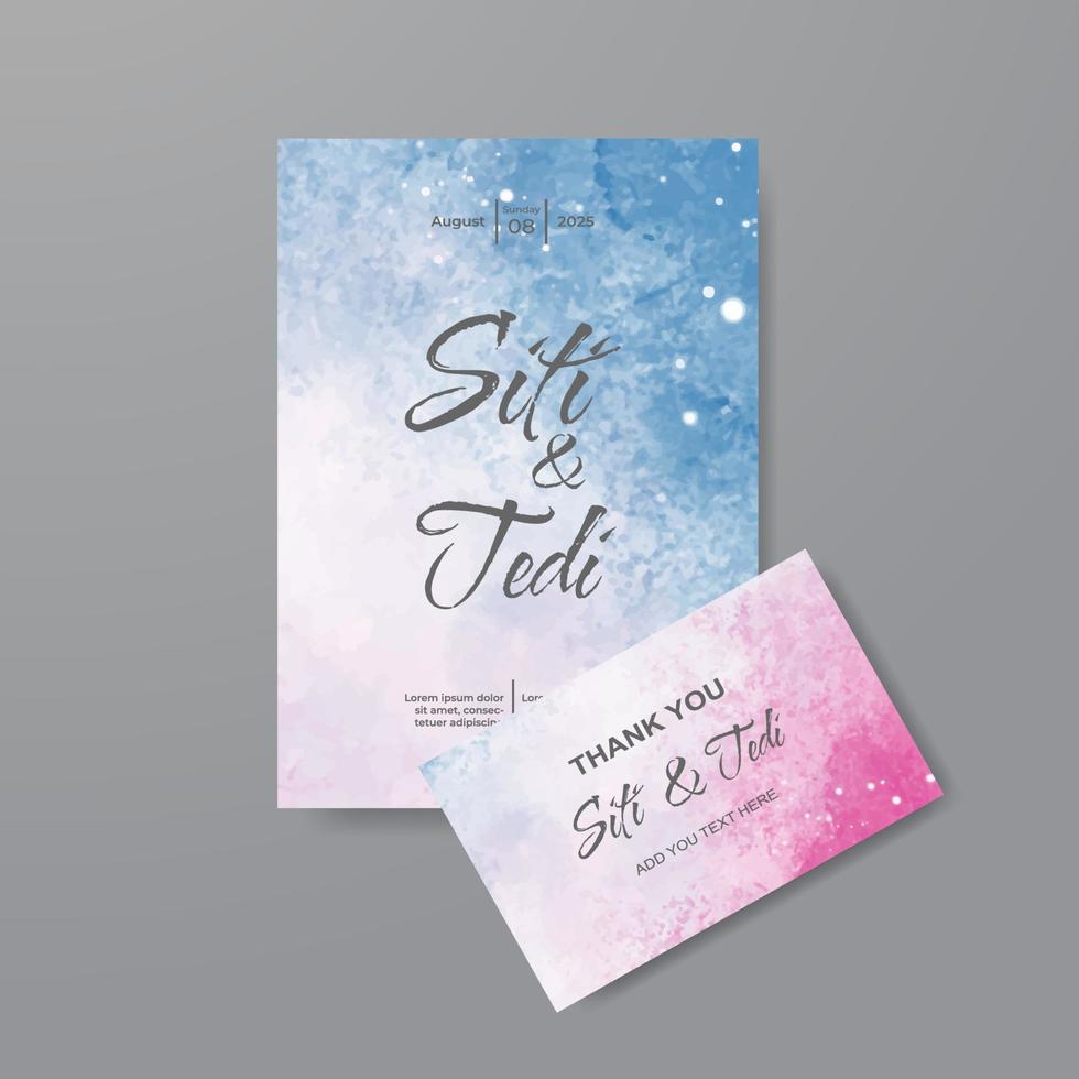 Wedding invitation with abstract watercolor background vector