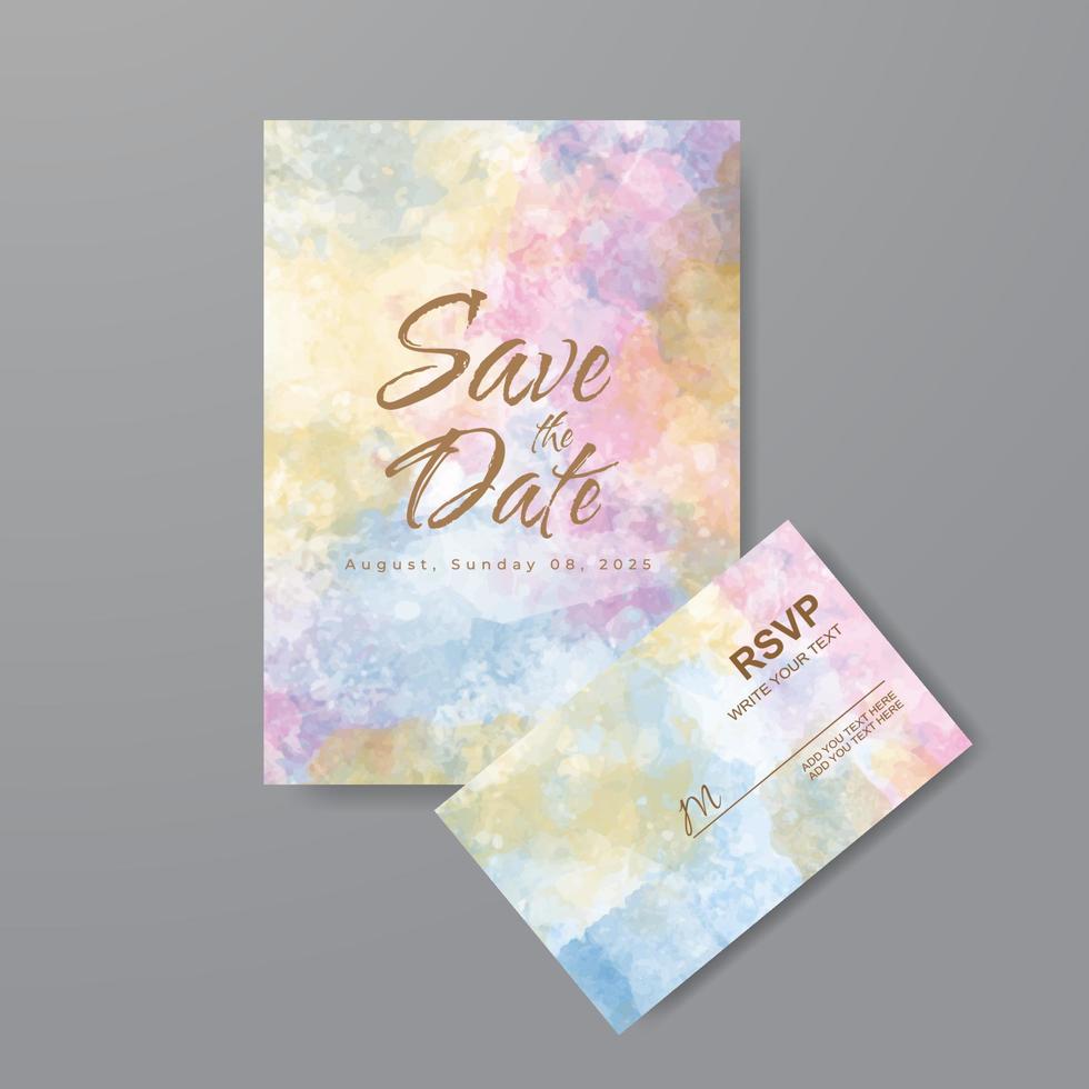 Wedding invitation with abstract watercolor background vector