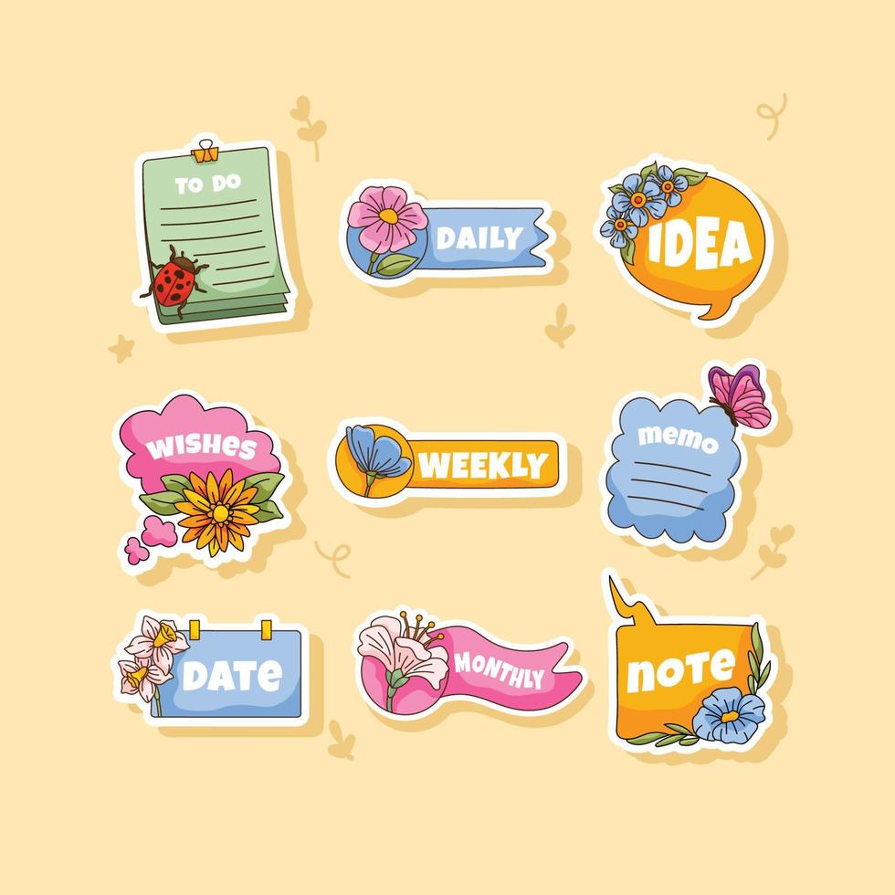 Spring Journal Sticker Template vector